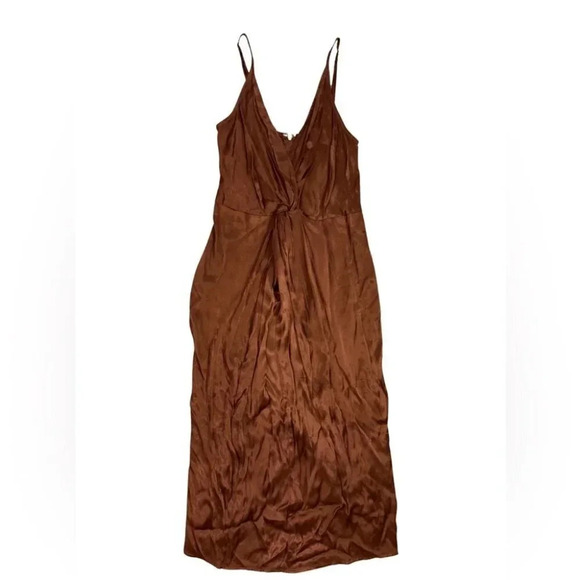 Forever 21 Contemporary Satin Midi Dress | Brown | Size XS - Picture 4 of 9